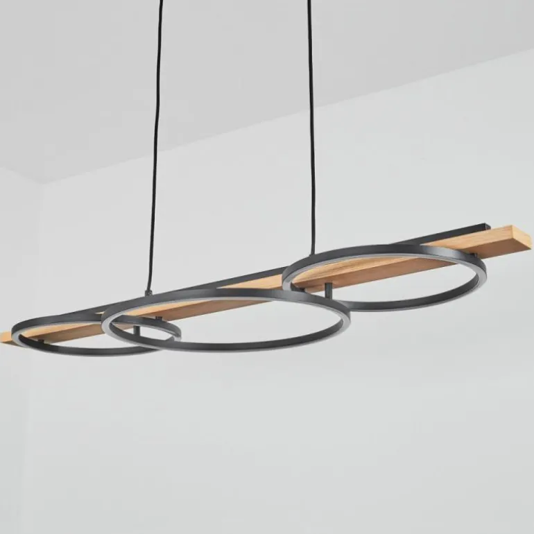 Suspension Pompu LED Écru, Noir, 3 lumières