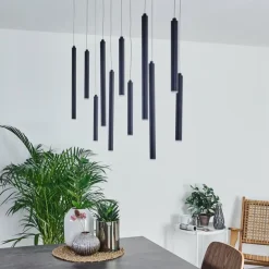 Suspension Porquera LED Noir, 11 lumières