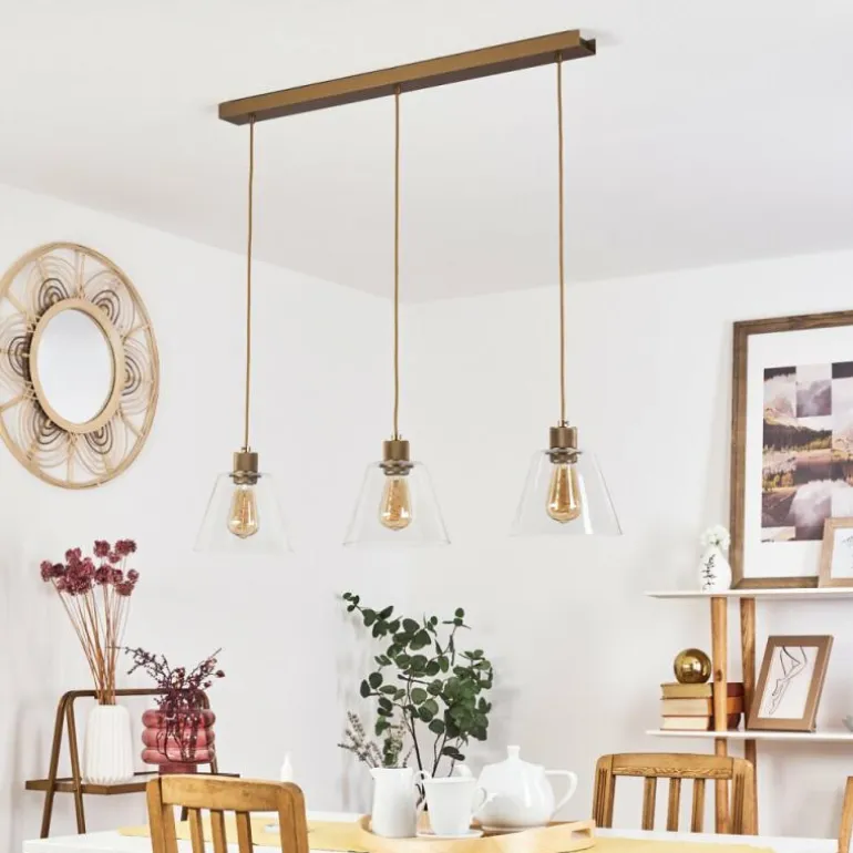 Suspension Puestito Bronze, Or, 3 lumières