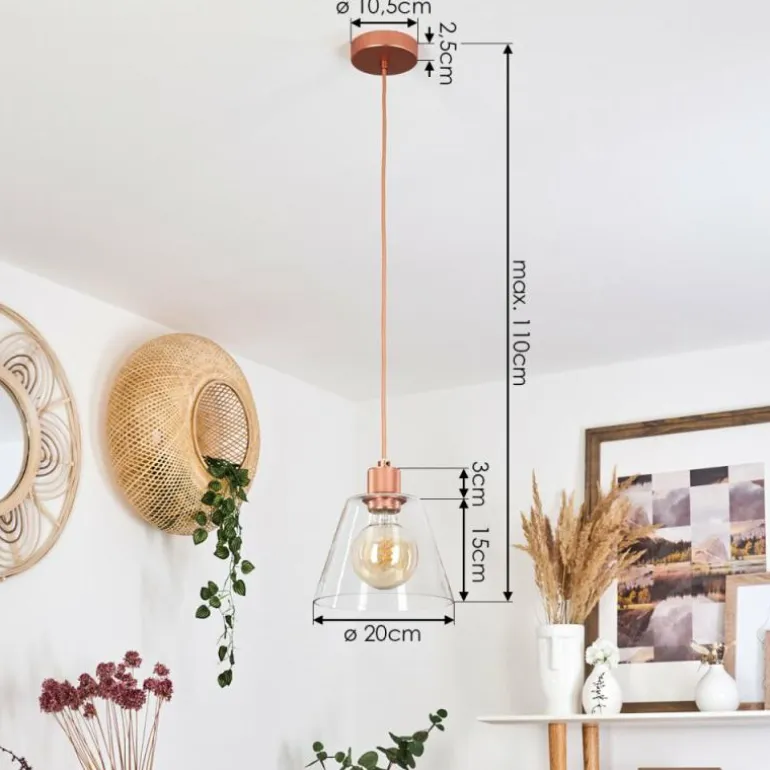 Suspension Puestito Or, Rose, 1 lumière