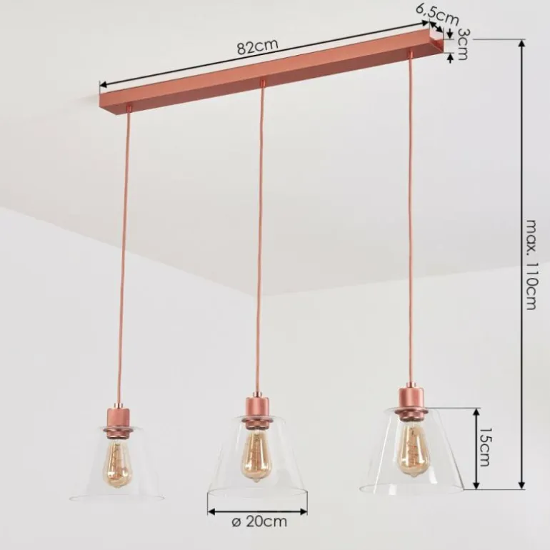 Suspension Puestito Or, Rose, 3 lumières