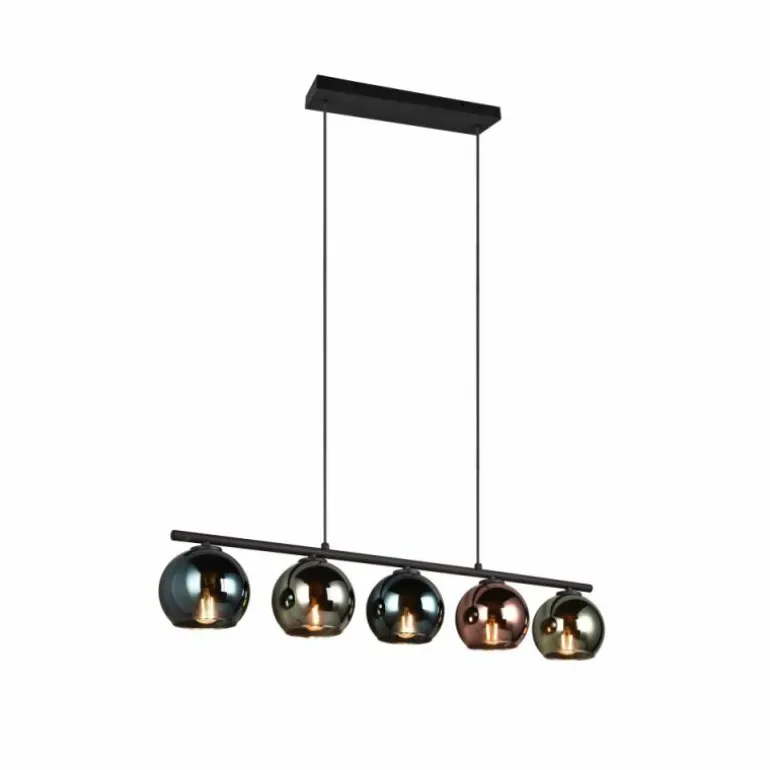 Suspension Reality SHELDON Noir, 5 lumières