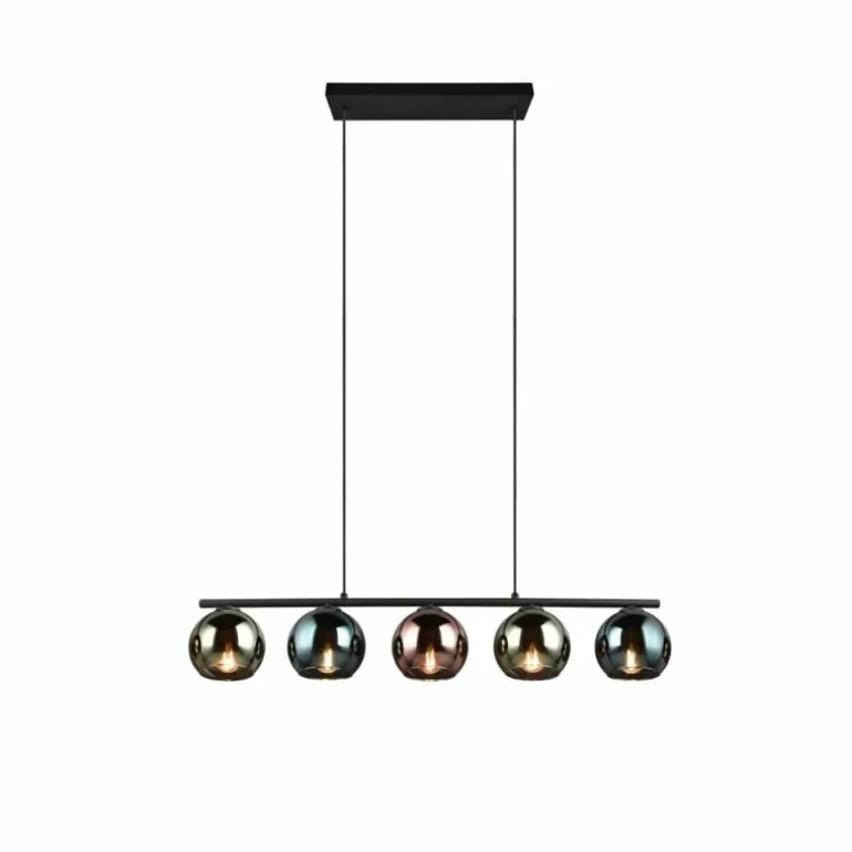 Suspension Reality SHELDON Noir, 5 lumières