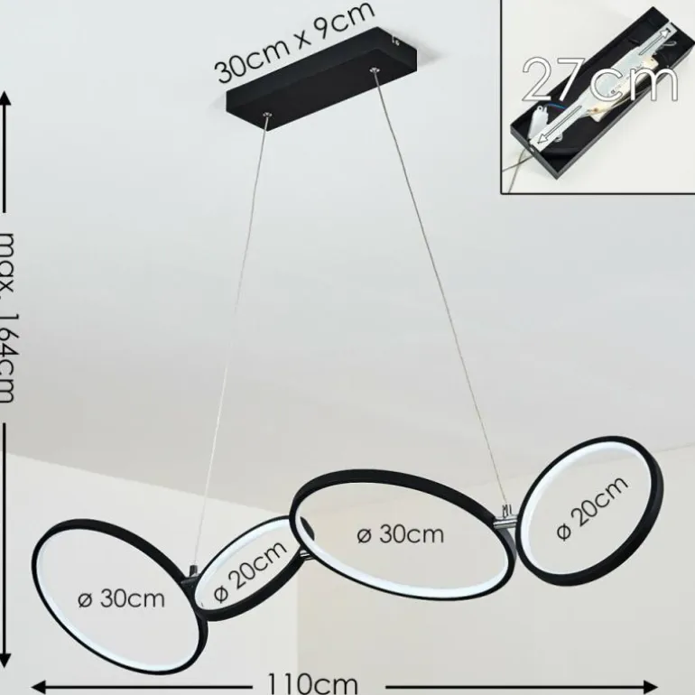 Suspension Rodekro LED Noir, 1 lumière