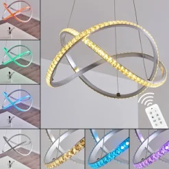 Suspension Saginaw LED Nickel mat, 1 lumière, Télécommandes, Changeur de couleurs