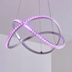 Suspension Saginaw LED Nickel mat, 1 lumière, Télécommandes, Changeur de couleurs