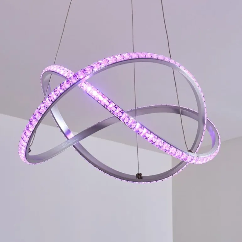 Suspension Saginaw LED Nickel mat, 1 lumière, Télécommandes, Changeur de couleurs