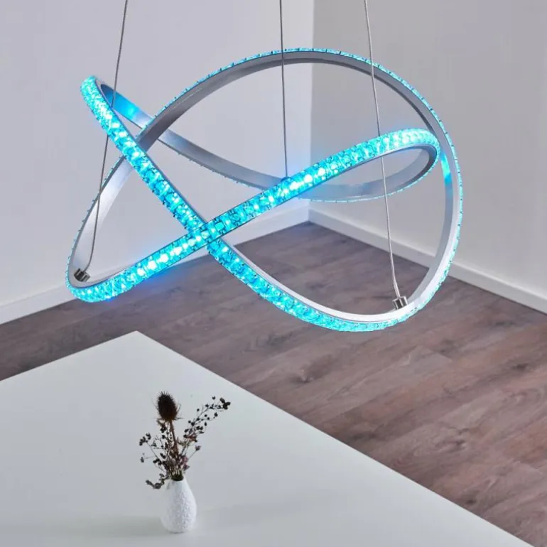 Suspension Saginaw LED Nickel mat, 1 lumière, Télécommandes, Changeur de couleurs