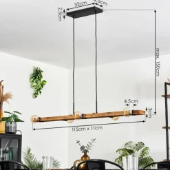 Suspension Schanis Écru, Noir, 5 lumières