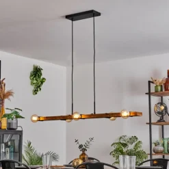 Suspension Schanis Écru, Noir, 5 lumières