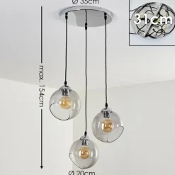 Suspension Schnabek Chrome, Noir, 3 lumières