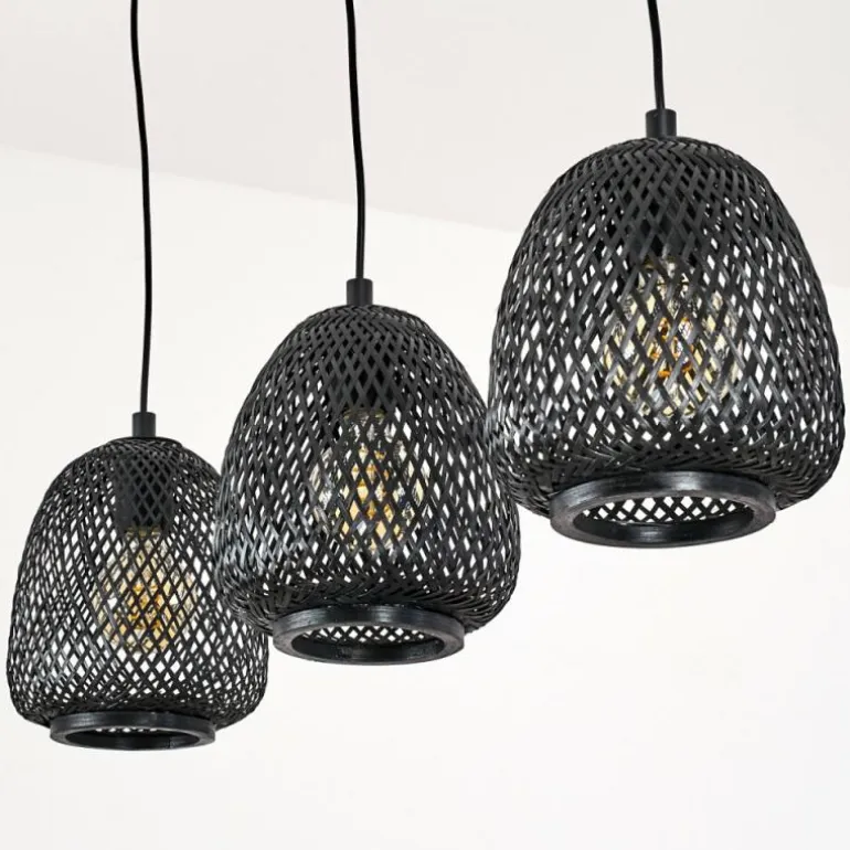Suspension Solera Noir, 3 lumières
