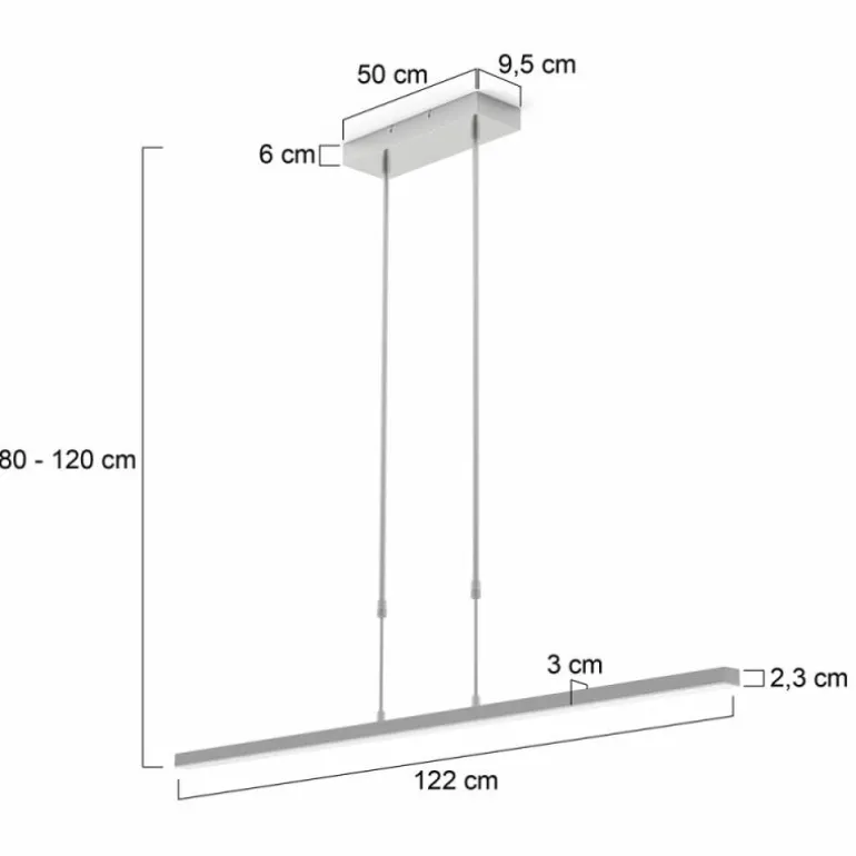 Suspension Steinhauer Bande LED Acier brossé, 3 lumières