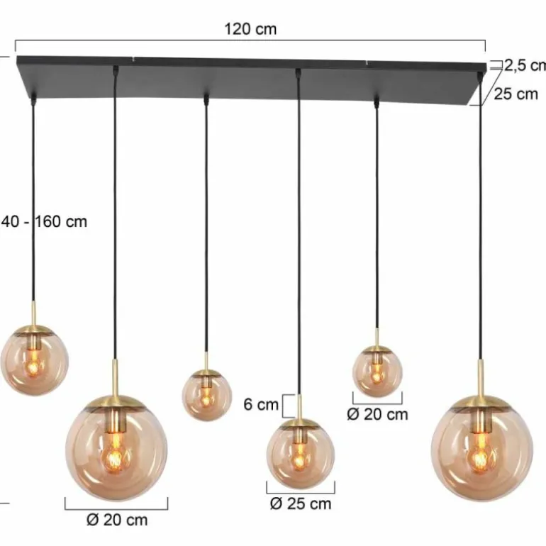 Suspension Steinhauer Bollique Laiton, 6 lumières