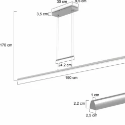 Suspension Steinhauer Profilo LED Acier brossé, 1 lumière