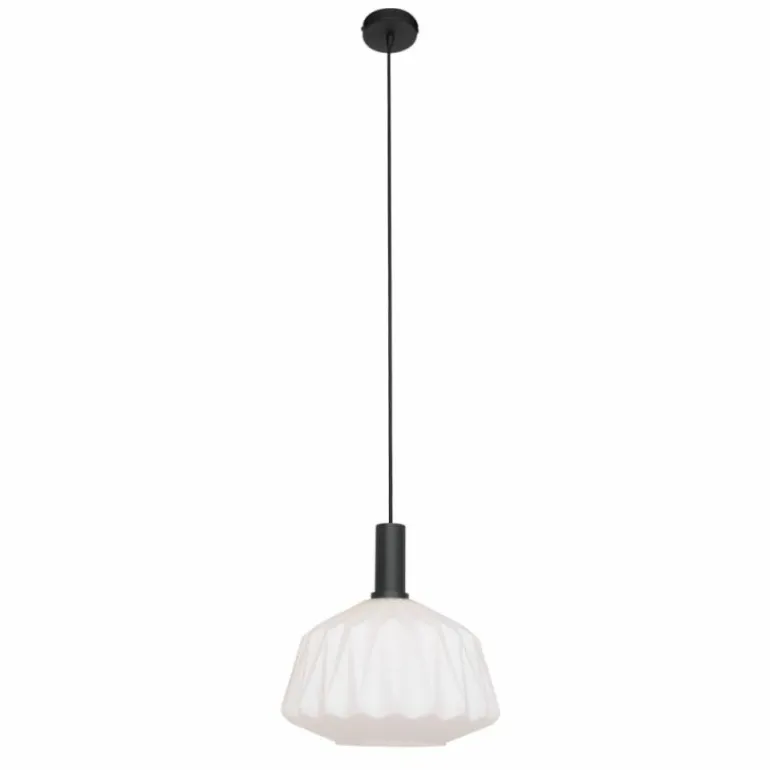 Suspension Steinhauer Verre Nervuré Noir, 1 lumière