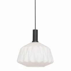 Suspension Steinhauer Verre Nervuré Noir, 1 lumière