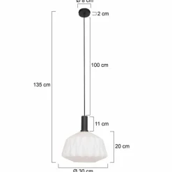 Suspension Steinhauer Verre Nervuré Noir, 1 lumière