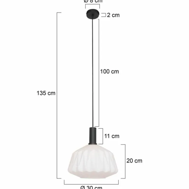 Suspension Steinhauer Verre Nervuré Noir, 1 lumière