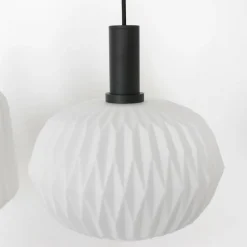 Suspension Steinhauer Verre Nervuré Noir, 6 lumières