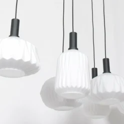 Suspension Steinhauer Verre Nervuré Noir, 6 lumières