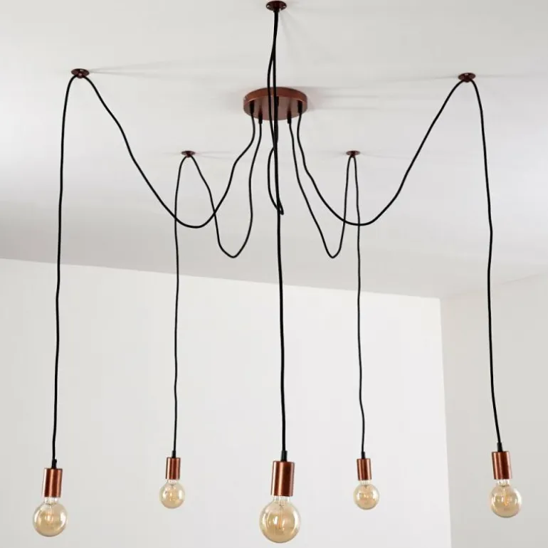 Suspension Tenna Cuivre, Noir, 5 lumières