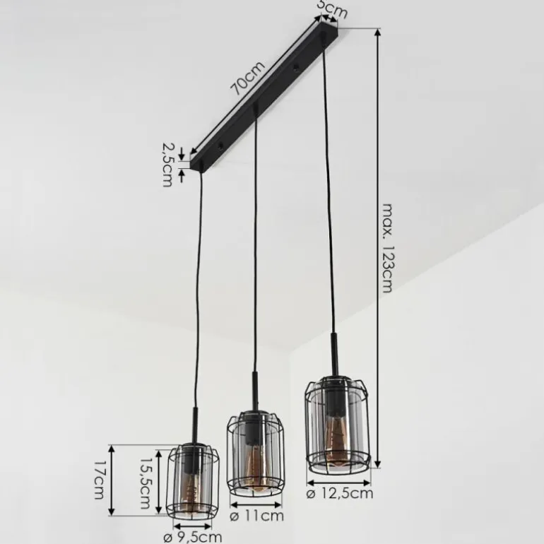 Suspension Thusis Noir, 3 lumières