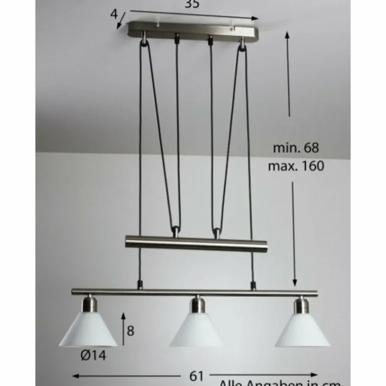 Suspension Trio 3751 Acier inoxydable, Nickel mat, 3 lumières