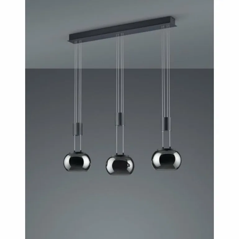 Suspension Trio Madison LED Noir, 3 lumières