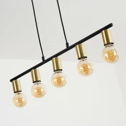 Suspension Tulla Laiton, Noir, 5 lumières