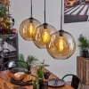 Suspension Verre 30 cm Koyoto Ambre, 3 lumières