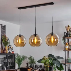 Suspension Verre 30 cm Koyoto Ambre, 3 lumières