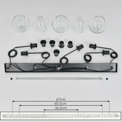 Suspension Verre 15 cm Koyoto Clair, 5 lumières