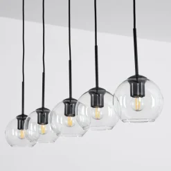 Suspension Verre 15 cm Koyoto Clair, 5 lumières