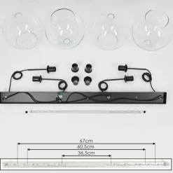 Suspension Verre 30 cm Koyoto Clair, 4 lumières