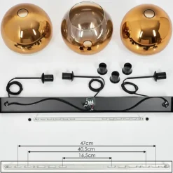 Suspension Verre 30 cm Koyoto Or, Clair, 3 lumières