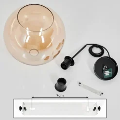 Suspension Verre 25 cm Koyoto Ambre, 1 lumière