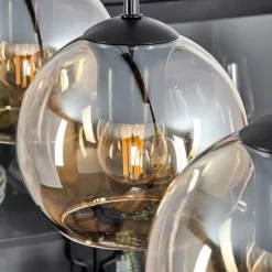 Suspension Verre 15 cm Koyoto Ambre, 3 lumières