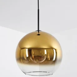 Suspension Verre 30 cm Koyoto Or, Clair, 1 lumière