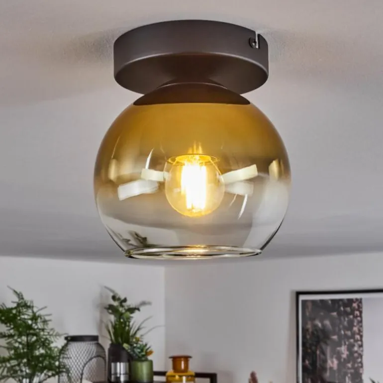 Suspension Verre 15 cm Koyoto Or, Clair, 1 lumière