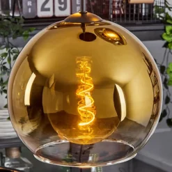 Suspension Verre 25 cm Koyoto Or, Clair, 3 lumières
