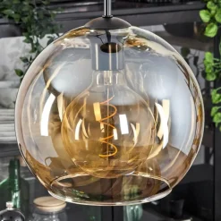 Suspension Verre 25 cm Koyoto Ambre, 3 lumières