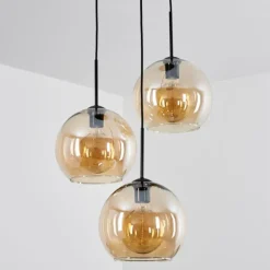 Suspension Verre 25 cm Koyoto Ambre, 3 lumières