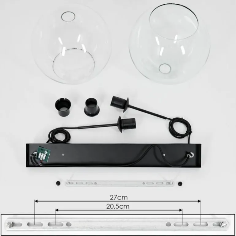 Suspension Verre 25 cm Koyoto Clair, 2 lumières