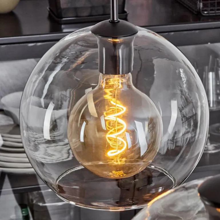 Suspension Verre 25 cm Koyoto Clair, 2 lumières