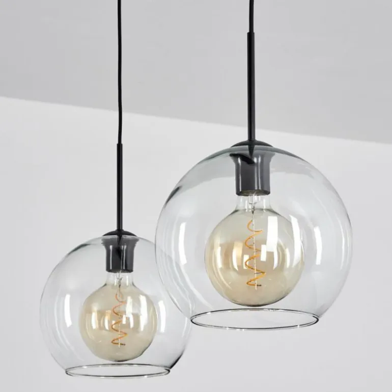 Suspension Verre 25 cm Koyoto Clair, 2 lumières