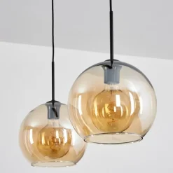 Suspension Verre 25 cm Koyoto Ambre, 2 lumières