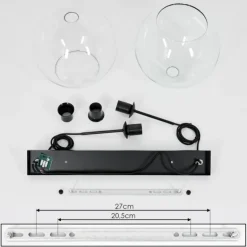 Suspension Verre 30 cm Koyoto Clair, 2 lumières