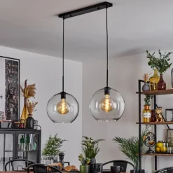 Suspension Verre 30 cm Koyoto Clair, 2 lumières