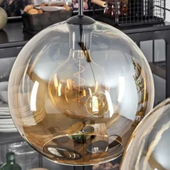 Suspension Verre 30 cm Koyoto Ambre, 2 lumières